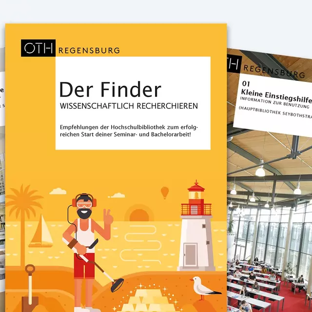 Verschiedene Flyer der Hochschulbibliothek Regensburg
