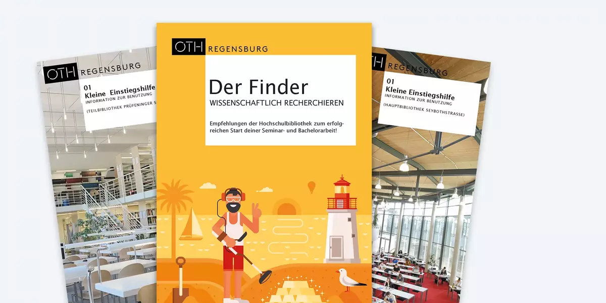 Verschiedene Flyer der Hochschulbibliothek Regensburg